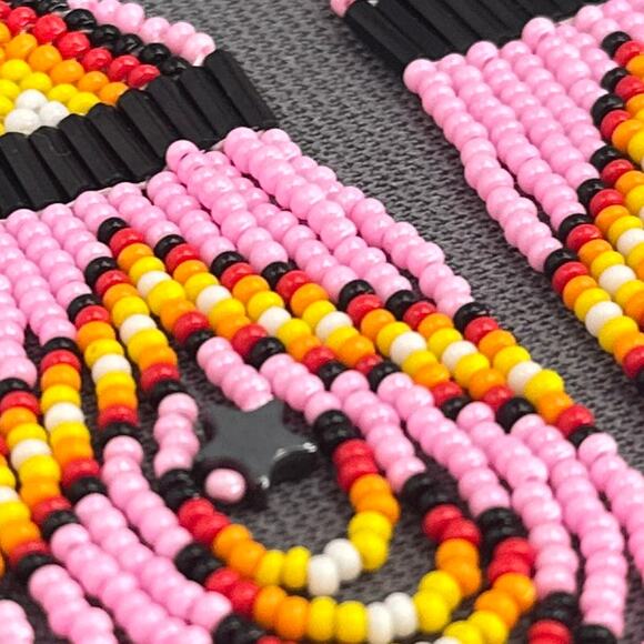 Tribal Earrings Seed Bead Handmade Multicolor Native American Boho Dangle 3” USA - Picture 2 of 15